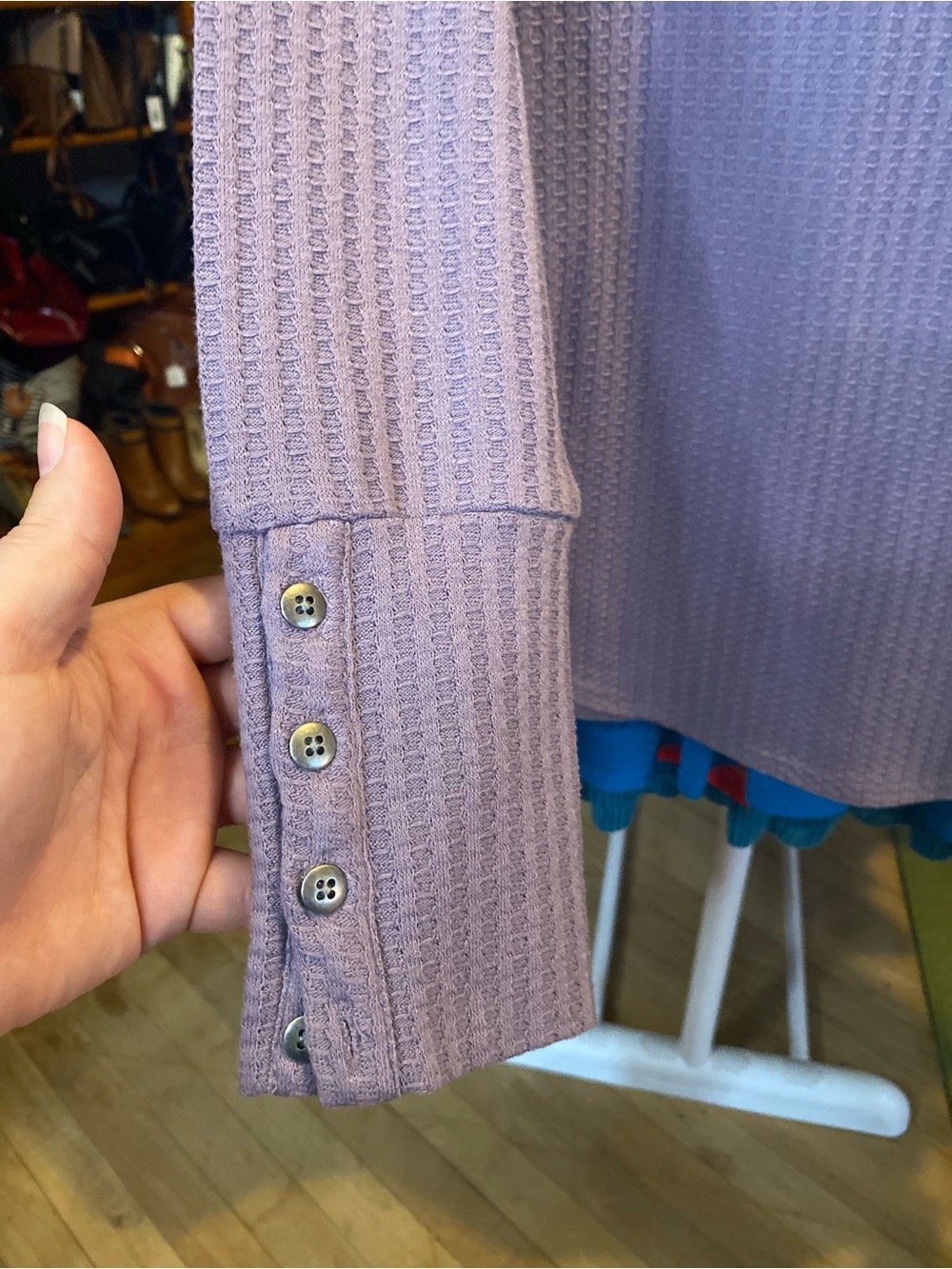 Relaxed Lavender Waffle Knit Long-Sleeve Top - Picture 2 of 4